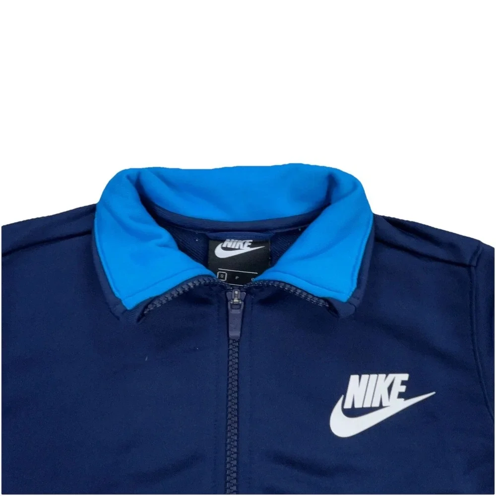 Nike Jacket Boys Small Blue Sweatshirt Track Suit Coat Warm Up Swoosh Youth Kids